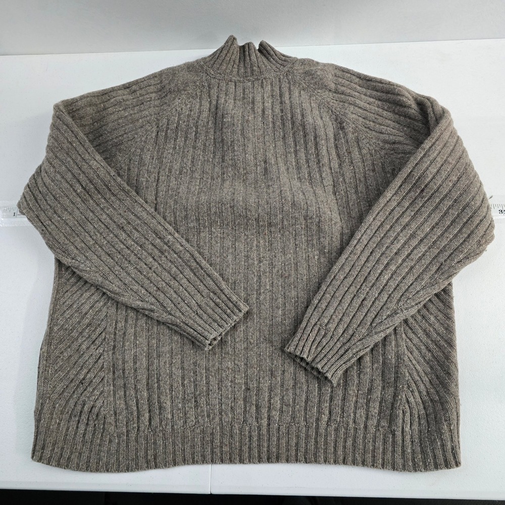 Eddie Bauer Mens Wool Blend Ribbed 1/4‎ Zip Mock Neck Sweater Pullover Large - Picture 2 of 6